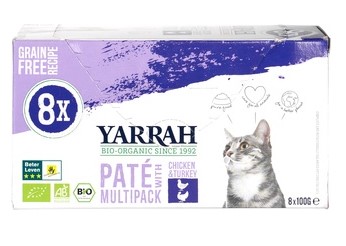 Multipack kat paté met kip en kalkoen van Yarrah, 8 x 800 g